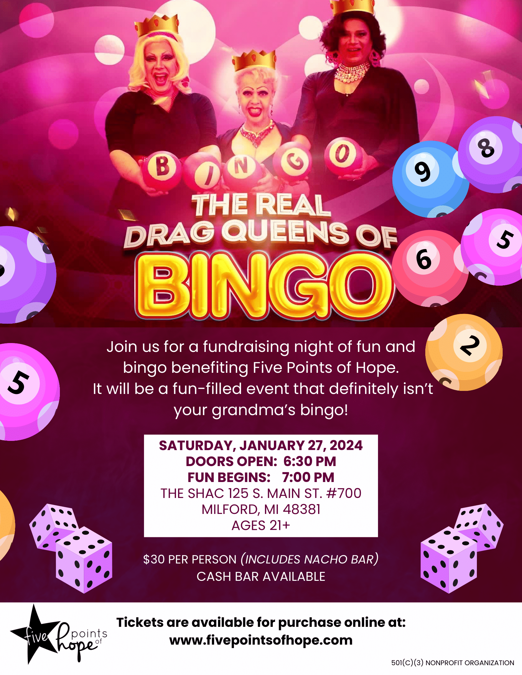 The Real Drag Queens of Bingo 2024 Event is Scheduled for Friday: January 27, 2024